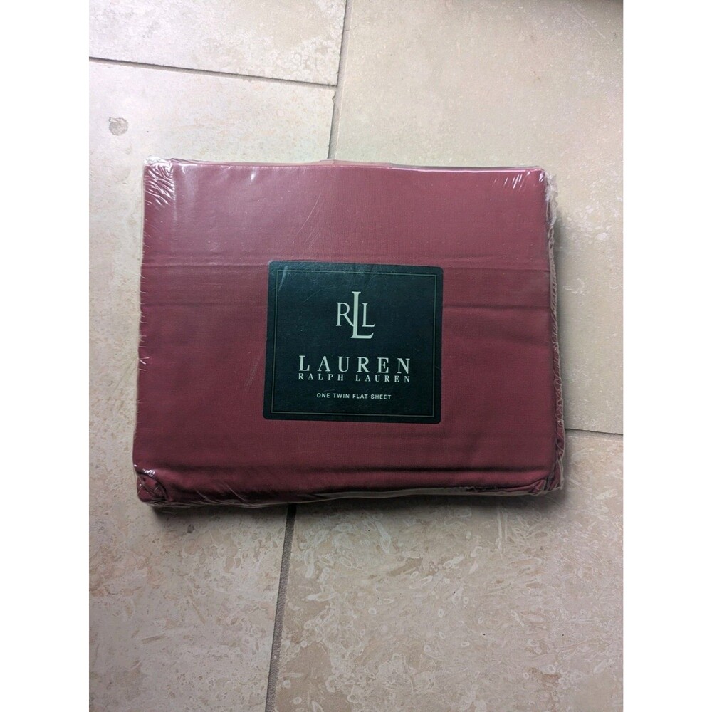 Lauren Ralph Lauren Twin Flat Sheet Barn Red Cotton 250 Thread NOS